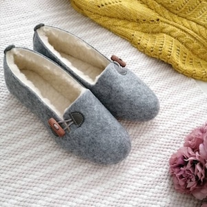 Pantoufles ballerines en feutre avec bascule
