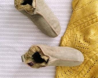 Miko Olive Sheepskin Men's Slippers by HomieeStudio