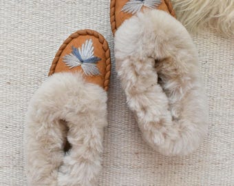 Handmade Sheepskin Moccasin Slippers ILA