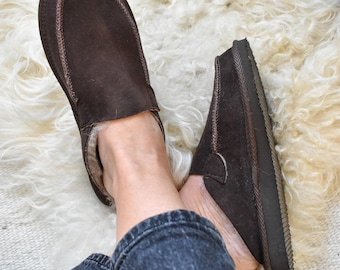 Sheepskin Slip-on/ Mule Slippers - Chocolate