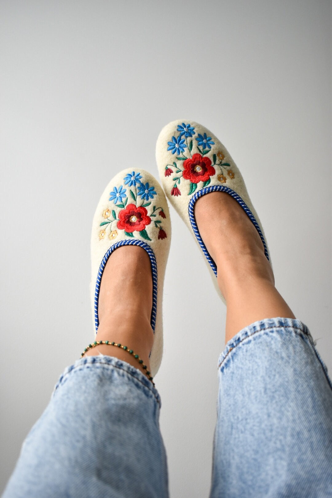 Cream Wool Ballerina Slippers - Etsy