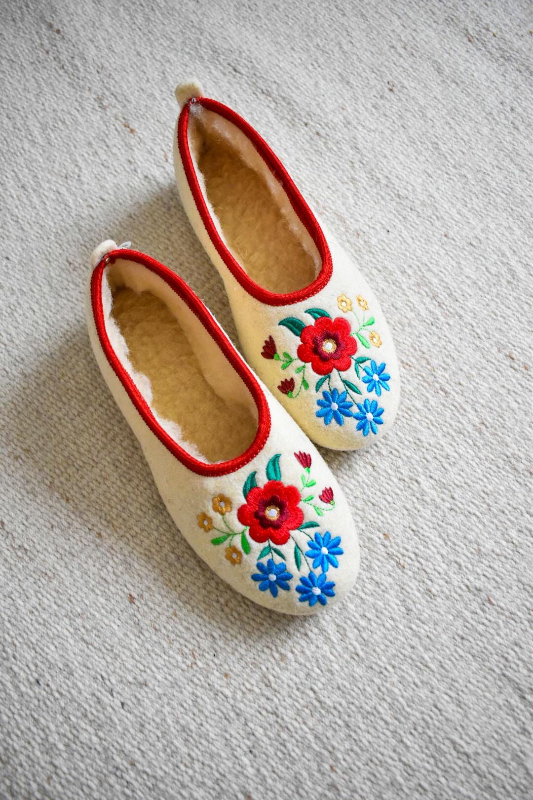 Chaussons Ballerines Femme Laine Faits Main - Taille Ajustable 7 à 11 - Léger Et Confortable