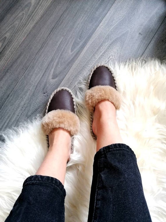 Pantofole Uomo In Pelle Di Pecora Con Interno In Lana - Comode E Calde, Taglie EU 40-46, Marroni - Foto 8