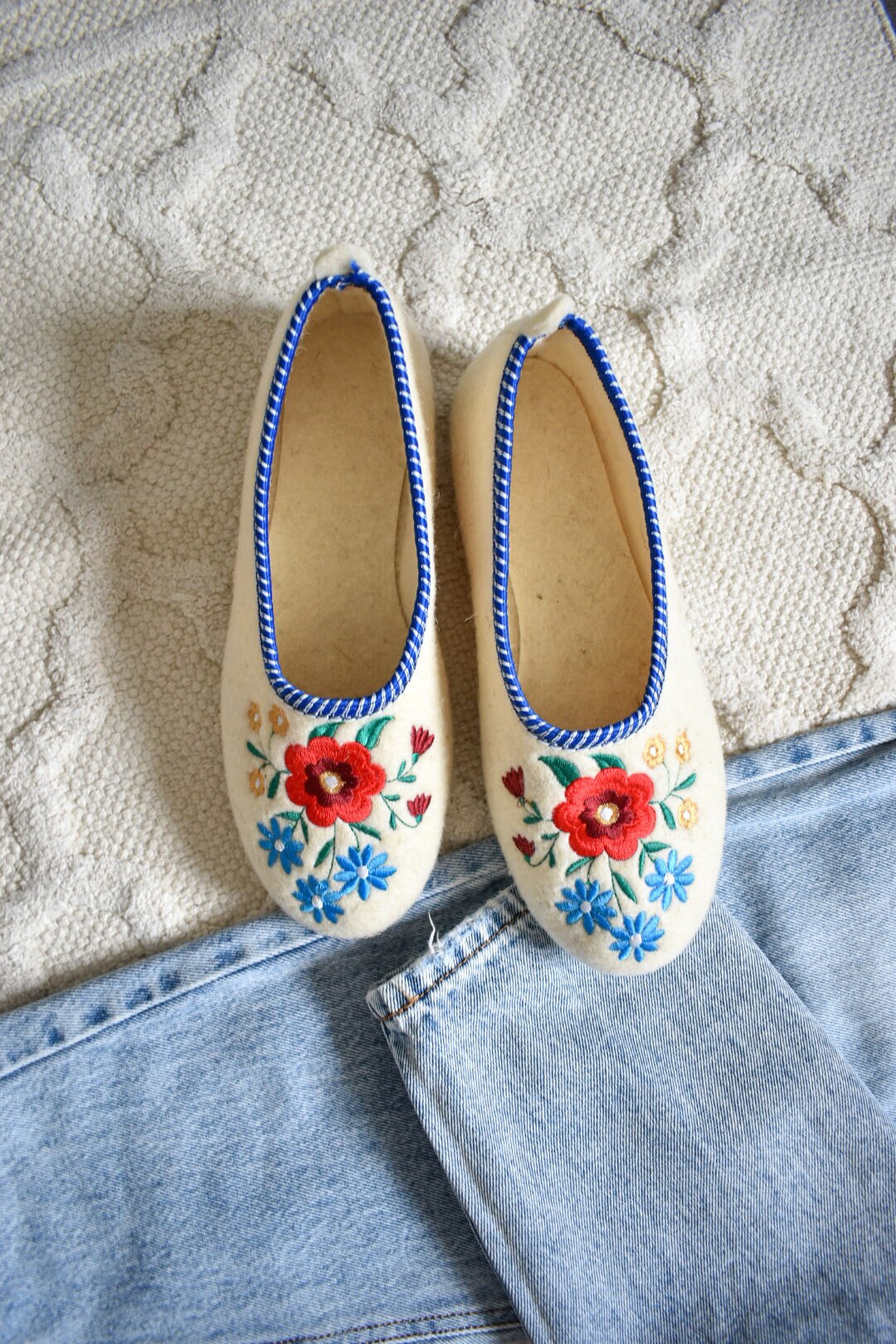 Cream Wool Ballerina Slippers Etsy