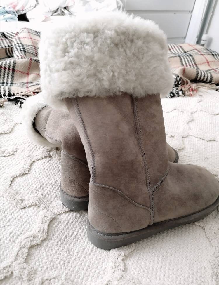 High Grey Sheepskin Boots OUTLET - Etsy