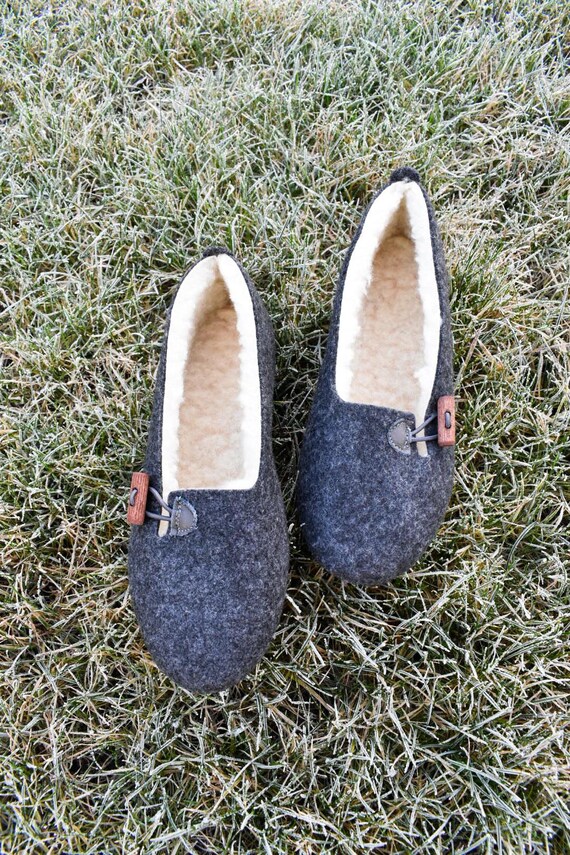 Chaussons Ballerines Laine Faits Main - Taille US 8, Gris, Légers, Fabriqués Aux USA