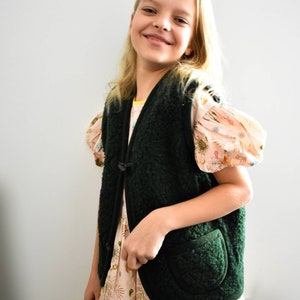 Children&#39;s Merino Wool Gilet in Bottle Green