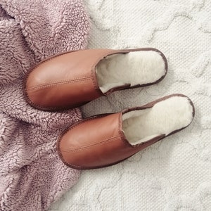 Men's Leather Mules Slippers by HomieeStudio