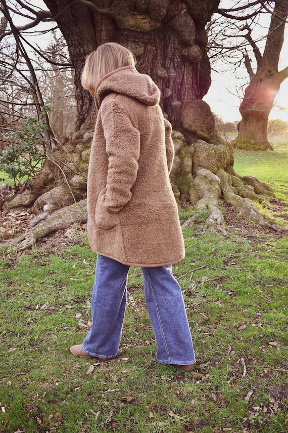 Freya Merino Wool Shearling Jacket in Camel Etsy Canada