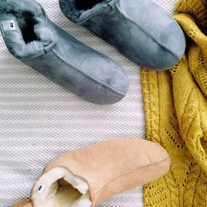Miko Grey Luxury Sheepskin Slippers Boots Men Women Unisex image 2