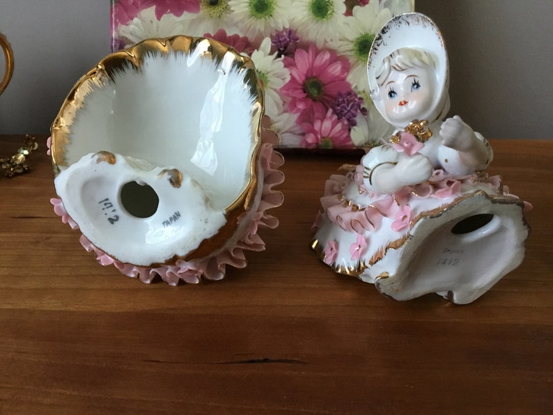 Vintage Porcelain Figurines Girls Ruffled Petticoats and Etsy
