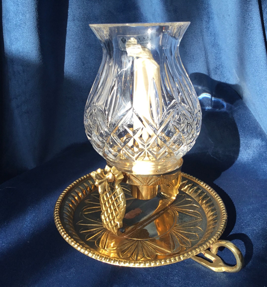 Royal Irish Crystal Brass Candle Holder Pineapple Accents Etsy