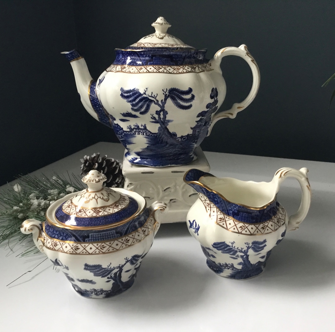 Booths Real Old Willow A8025 Teapot or Cream and Lidded Sugar Etsy