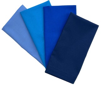Solid Blue Cloth Napkins, Set of 4 or 6, 100% Cotton, Light Blue, Turquoise, Royal or Navy, for Everyday Use for Lunch or Dinner
