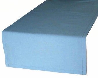 Solid Blue Table Runner in 8 Length Options and 4 Colors including Navy, Light Blue, Royal and Turquoise