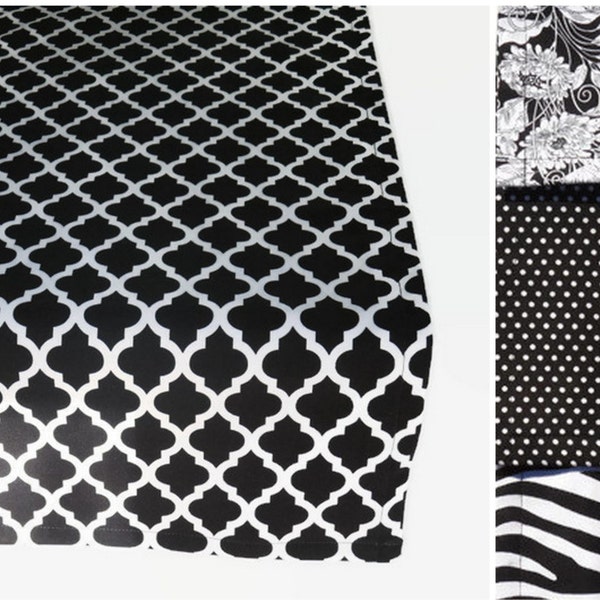 Black & White Table Runner in 8 Lengths, and in a Choice of Solid, Geometric, Floral, Striped or Polka Dot