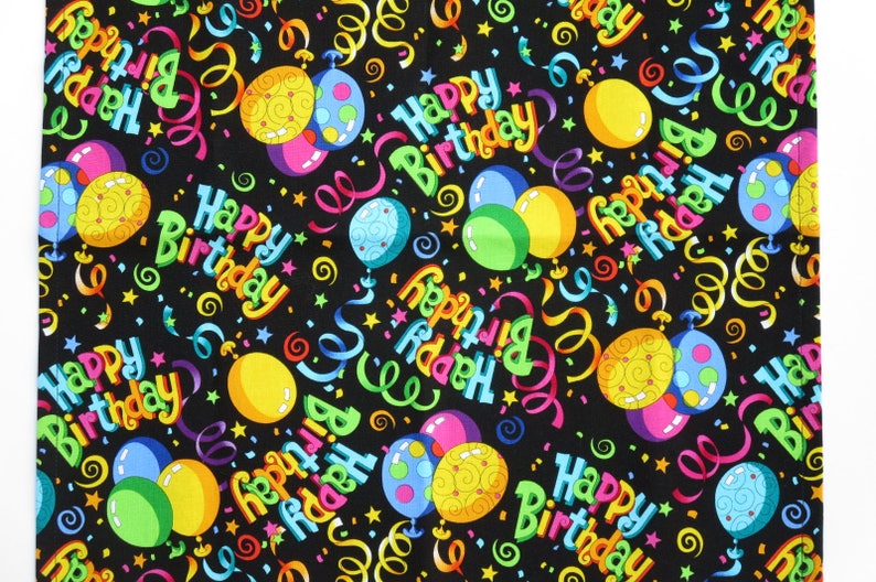 Set of 4 or 6 in a Cute Happy Birthday Cotton Print Birthday Party Cloth Napkins