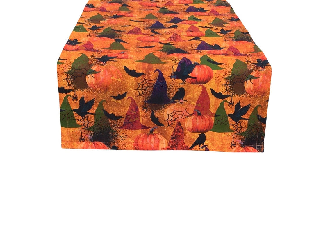 Witch Hats & Pumpkins Halloween Table Runner 100% Cotton - Etsy