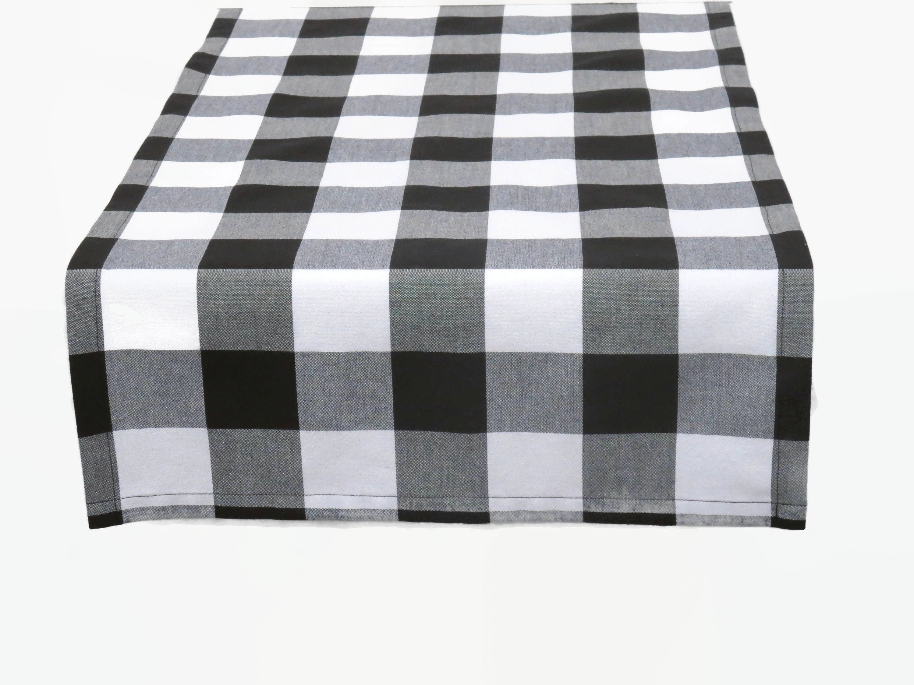 Black & White Gingham Table Runner Black and White Buffalo Etsy