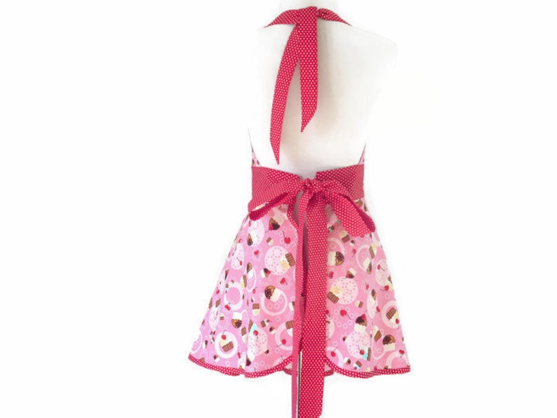 Full Cupcake Apron Cute Retro Apron with Cupcakes Full Skirt Apron Women/'s Retro Cupcakes Apron Personalized Apron Pink Retro Apron
