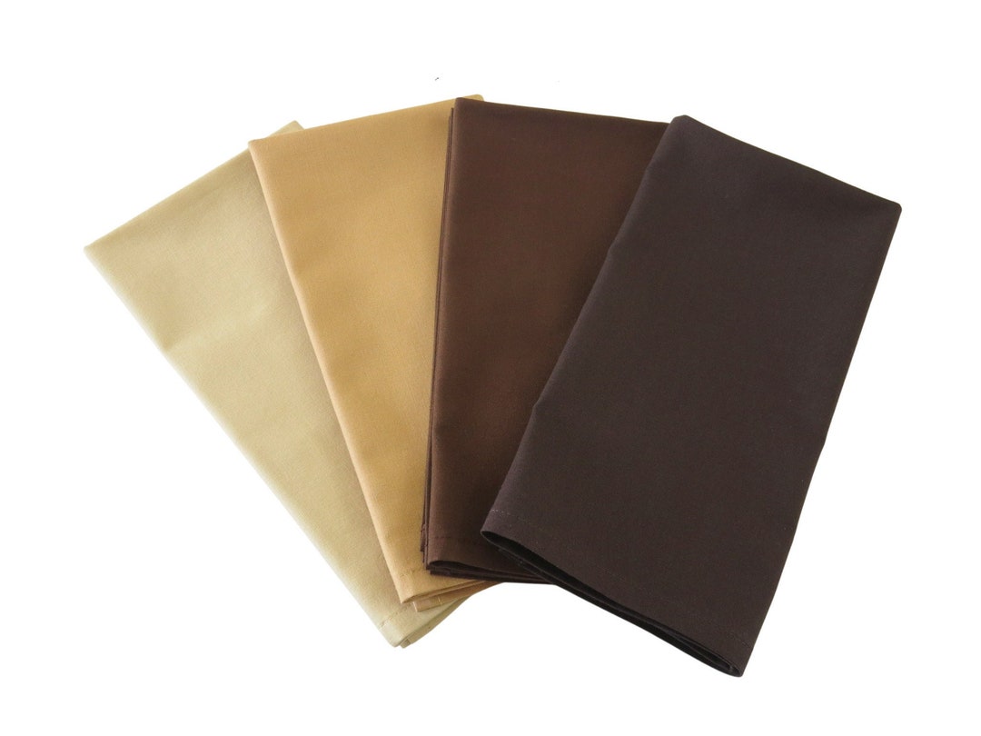 Solid Brown Cloth Napkins, Set of 4 or 6, 100 Cotton Also in Khaki