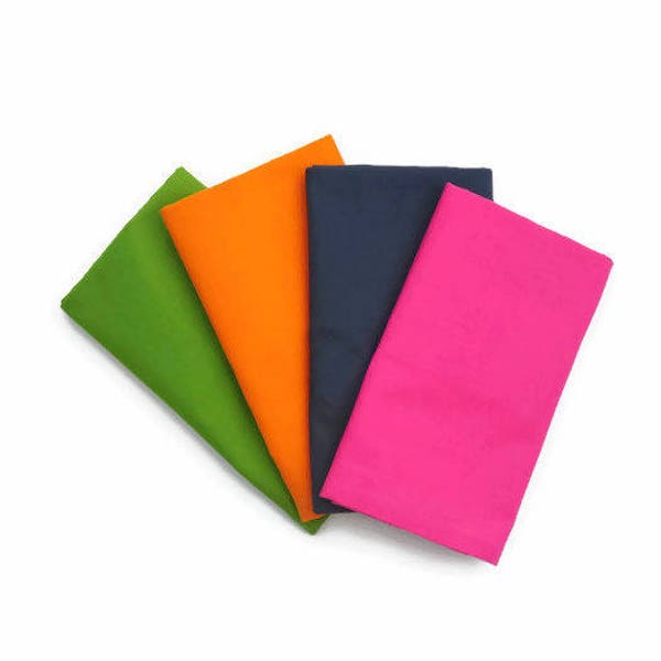 Small Solid Color Cloth Napkins, Set of 4 or 6, Cocktail Size for Everyday Use or School Lunchbox, 9 x 9, 12 x 12