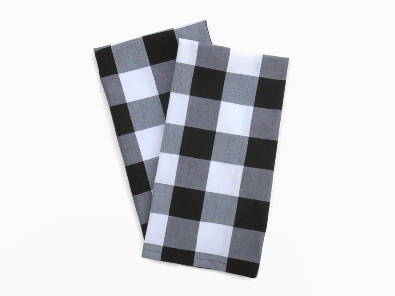 Black & White Black Plaid Tea Towels Set of 2 Buffalo Check Etsy