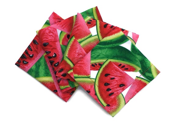 5 or 6 Small Watermelon Cloth Napkins Small Summer Napkins Set of 4 in Choice of 9 inch or 12 inch