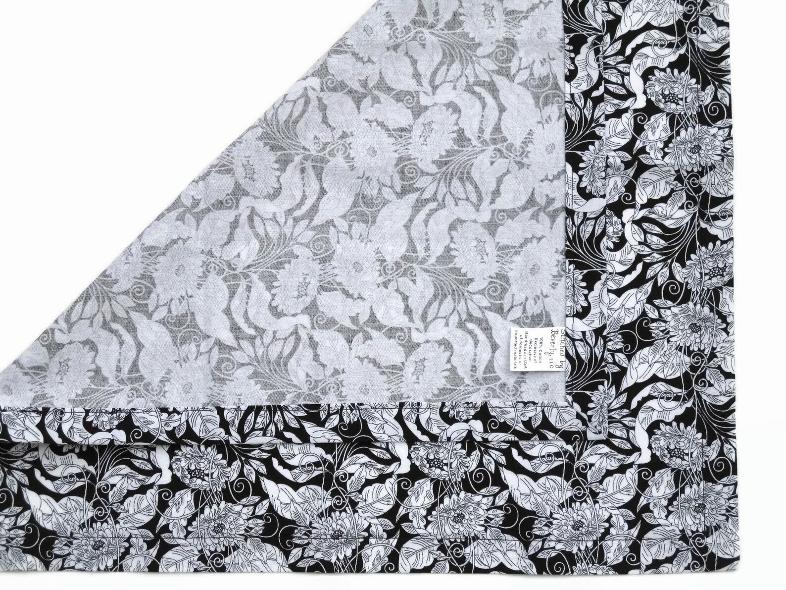 Black & White Floral Cloth Napkins Set of 4 or 6 100 Cotton Etsy