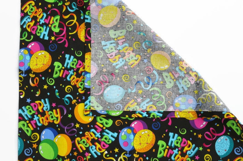 Set of 4 or 6 in a Cute Happy Birthday Cotton Print Birthday Party Cloth Napkins