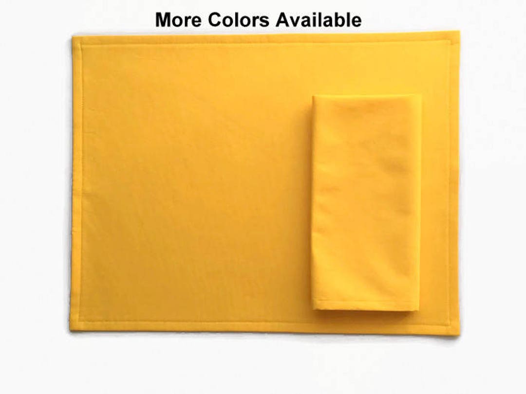 Solid Yellow Cloth Placemats, Set of 2, With Optional Matching Napkins