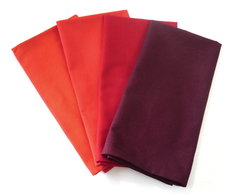 in 4 Color Options including Burgundy Set of 4 or 6 Solid Red Cloth Napkins