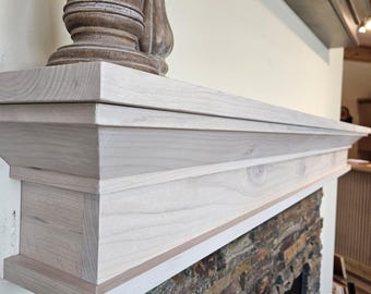 Whitewashed Alder Fireplace Mantel - Modern Farmhouse Aspen Design