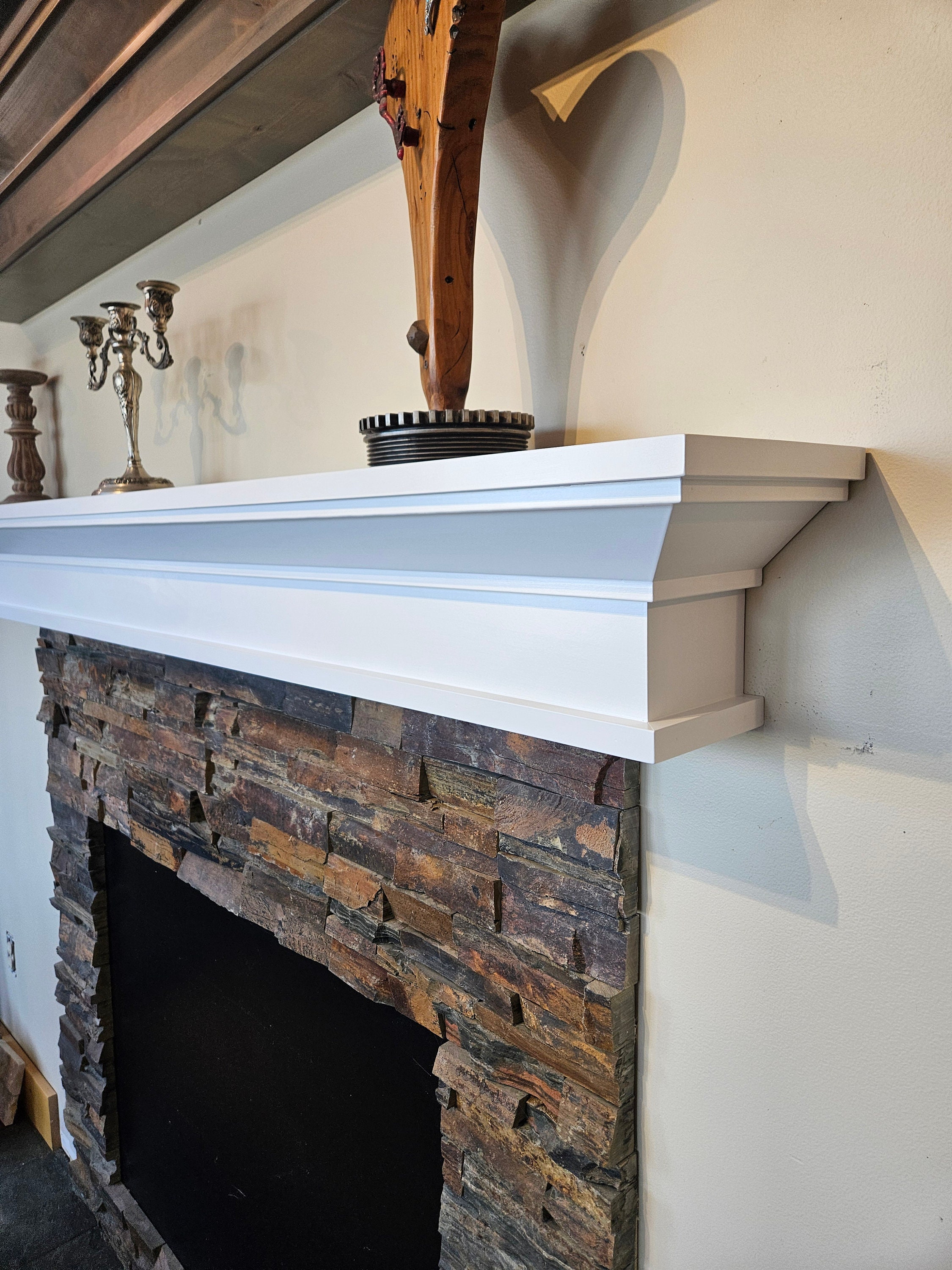 Fireplace Mantel Painted Farmhouse Floating Shelf, Remodeling Rock Wall Or Tiled, Our "Aspen" Model Has Clean Modern Lines!