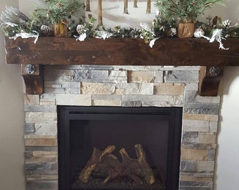 Knotty Alder Fireplace Mantel, Hand Hewn Rustic Beam, 60" Wide