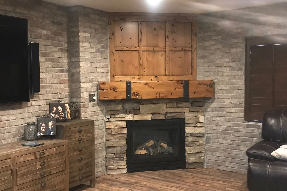 Fireplace Mantel u0026 Paneled Top Knotty Alder With Old World - Etsy