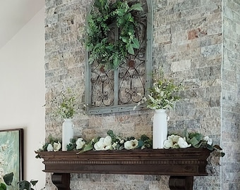 Knotty Alder Fireplace Mantel: Traditional Crown, Dental Molding