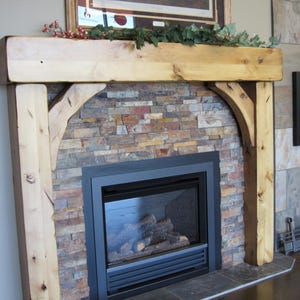 Mantel Full Surround Rustic Beam & Brace Design, Farmhouse Style, Custom Sized To Fit ANY Fireplace