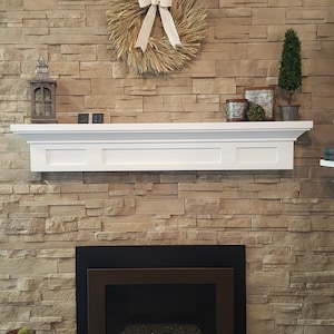 Fireplace Mantel, Farmhouse, Craftsman, Painted Finish, Modern Floating Design, "Bayside" Clean Straight Lines