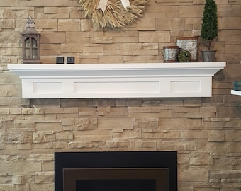 Fireplace Mantel, Farmhouse, Craftsman, Painted Finish, Modern Floating Design, "Bayside" Clean Straight Lines