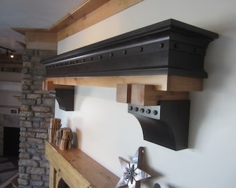 Knotty Alder Fireplace Mantel Shelf, Craftsman Style, Custom Sizing