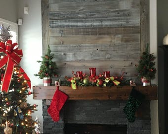 Handmade Rustic Knotty Alder Fireplace Mantel: Salvaged Beam, Farmhouse Style