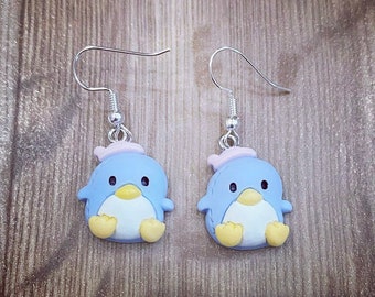 Cute Penguin Earrings / polymer clay / resin / silver plated