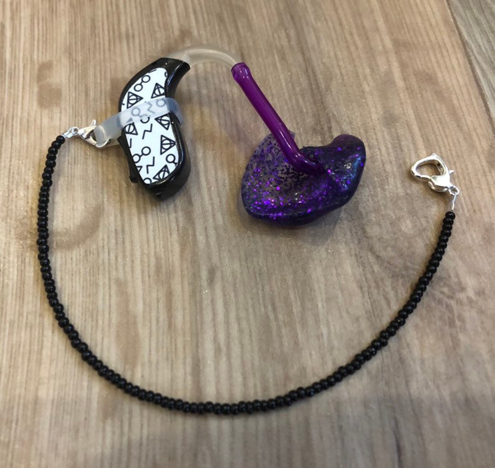 Black Beaded Hearing Aid Retainers Etsy