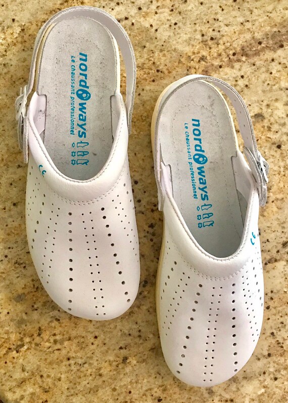 white leather work shoes