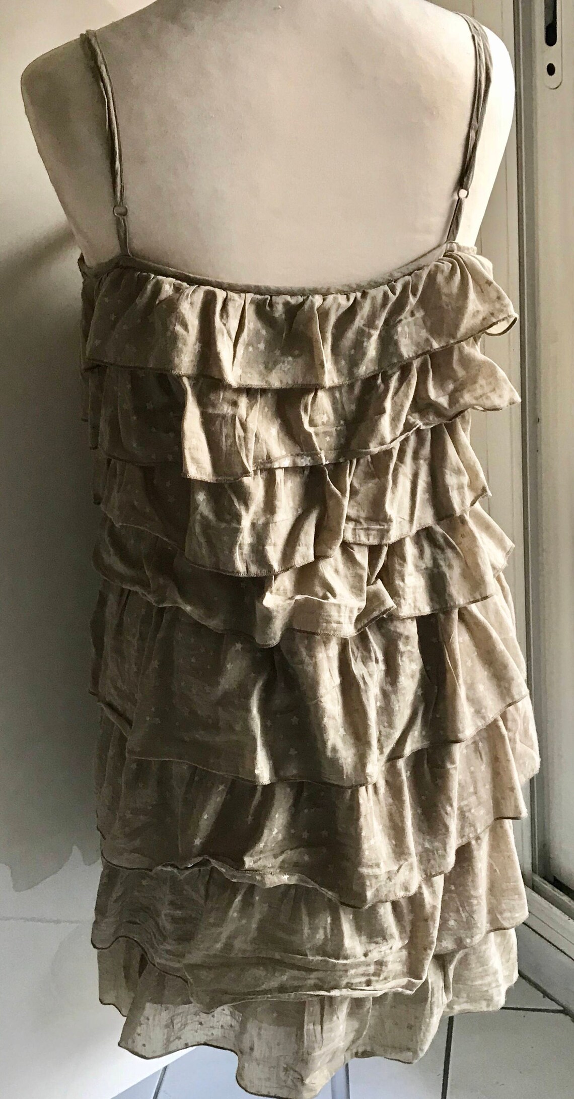 three layer ruffle gown