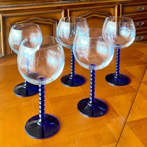 Rod glasses, white wine, standing, Alsace wines, balloon glasses, set of 5.