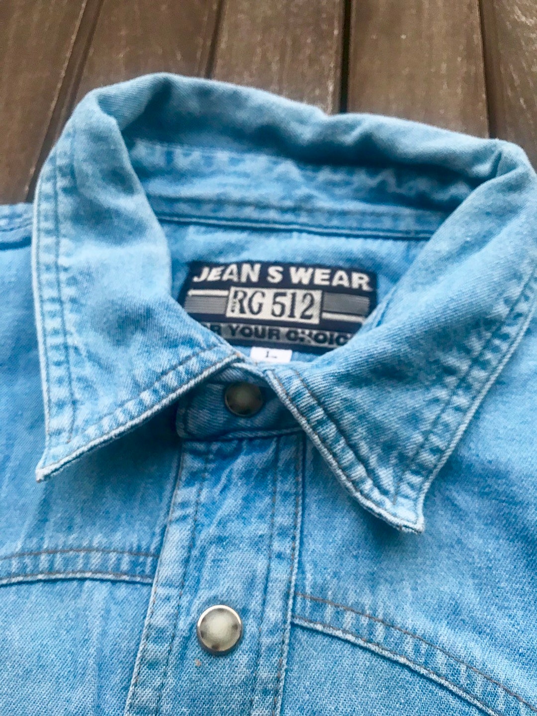 Jeans Shirt, Vintage 80s, Jeans S Wear RG 512, Size L, 42 