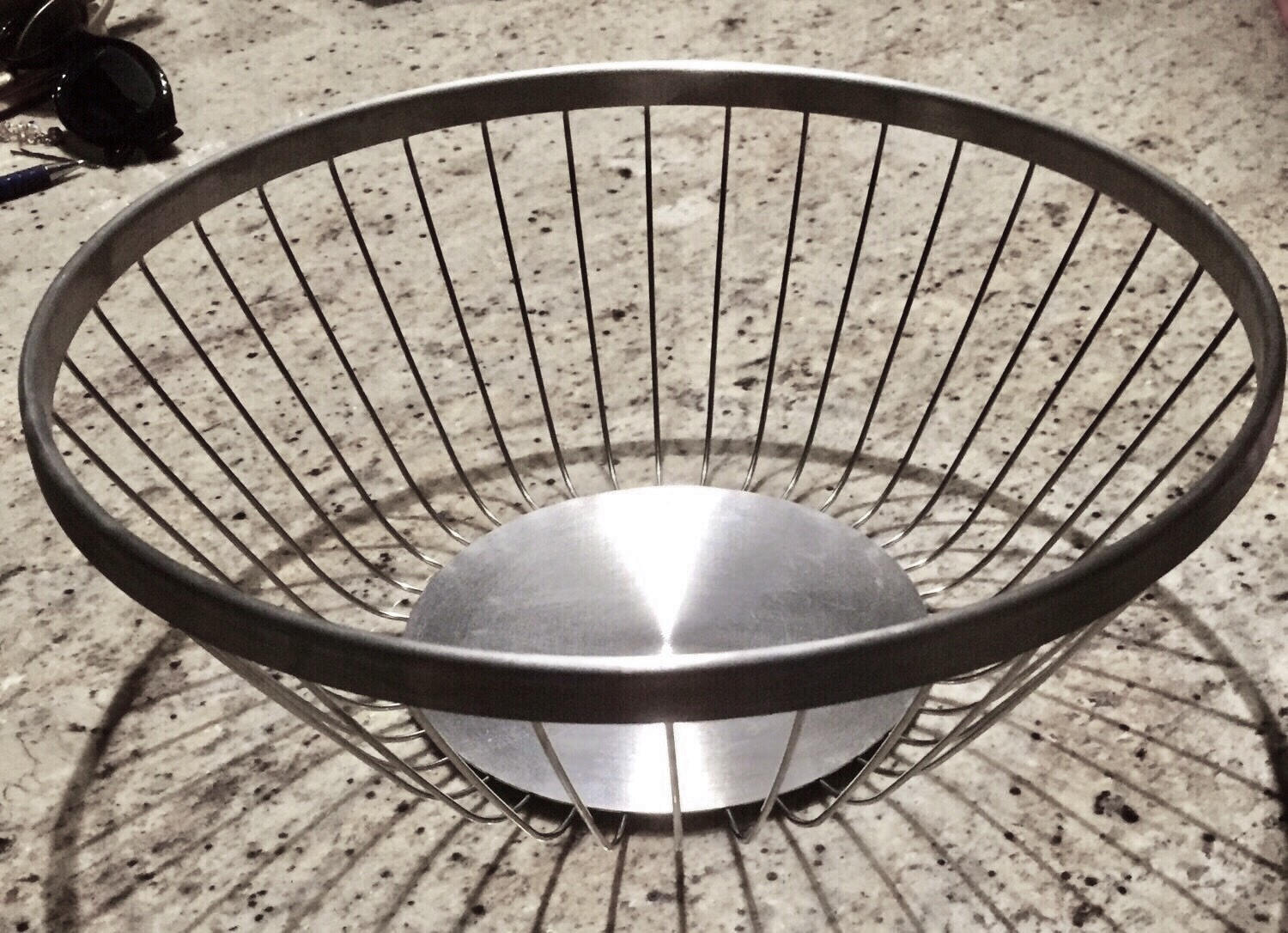 Villeroy et Boch, Grande Corbeille à Fruits Ronde, Apparence Fil de Fer, en Inox Inoxydable, Vintage