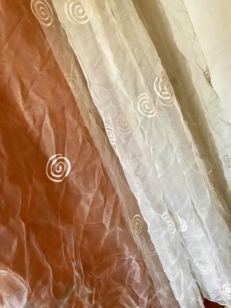 vintage ready to install white voile eyelet embroidery 100/% polyester Iridescent large curtain veil 5 m 50 x 2 m 55 arabesques decor clear